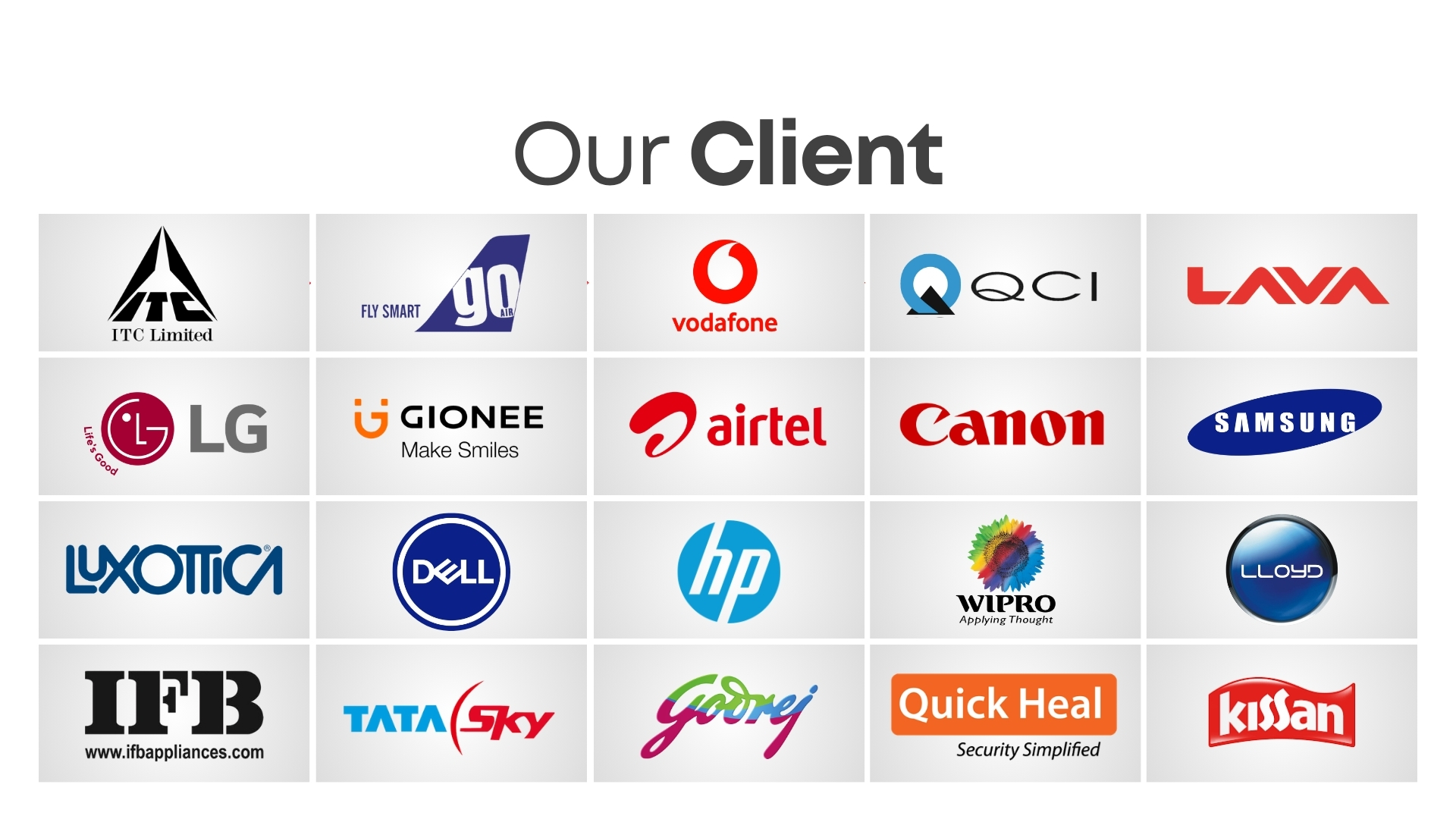 Client showcase from brochure